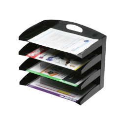 Marbig Desktop Organiser 4 Tier Metal Black L385Xw235Xh325Mm Black