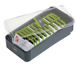 Marbig Pro Series Business Card Filing Box 600 Capacity Grey & Lime