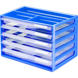 Italplast A4 Document Cabinet 5 Drawer Blueberry Clear