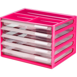 Italplast A4 Document Cabinet 5 Drawer Watermelon Clear