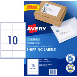 Avery Shipping Laser Labels White L7173 99.1x57mm 10UP 1000 Labels 100 Sheets