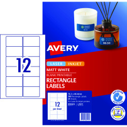 Avery Multi-Purpose Laser & Inkjet Labels White L7671 76.2x46.4 12 UP 300 Labels