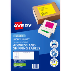 Avery High Visibility Shipping Laser Fluoro Green L7163FG 99.1 x 38.1mm 14UP 350 Labels