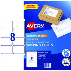 Avery Internet Shipping Laser & Inkjet Labels White L7165 99.1 x 67.7mm 8UP 80 Labels