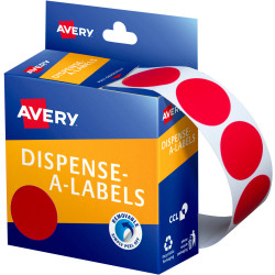 Avery Removable Dispenser Labels 24mm Round Red Pack of 500