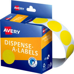 Avery Removable Dispenser Labels 24mm Round Yellow Pack of 500