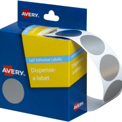 Avery Removable Dispenser Labels 24mm Round Silver Pack of 250