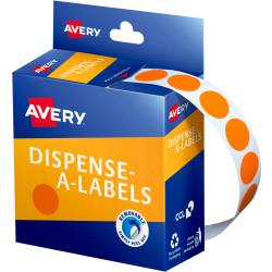 Avery Removable Dispenser Labels 14mm Round Orange Pack of 1050