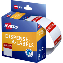 Avery Removable Dispenser Labels 24x32mm Sale Price Red on White Pack of 400