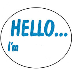 Avery Dispenser Labels 58x43mm Oval Hello I'm Blue Pack of 100