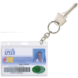 Rexel Rigid Id Card Holders Fuel Card with Key Ring Clear Pack Of 10