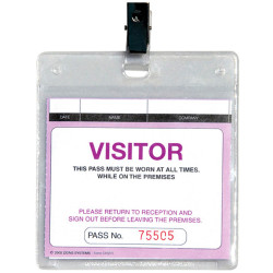 Zions WCVSFR Plastic Wallet Visitors & Contractors Pass With Clip Pack of 25