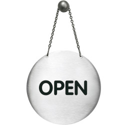 Durable Pictogram Sign Reversible Open/Closed with Chain 130mm Silver