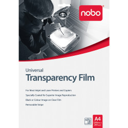 Nobo Transparency Film A4 Universal Inkjet and Laser Pack of 25