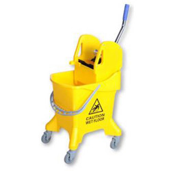 Cleanlink Heavy Duty Plastic Mop Bucket Metal Wringer 31L Yellow