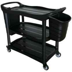 Cleanlink Trolley 3-Tier With Collecting Buckets 120X50X96Cm Grey