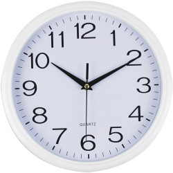 Italplast Wall Clock 30cm Round With Large Numbers White Frame White Face