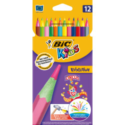 BIC Evolution Circus Kids Colour Pencils Wood Free Assorted Pack of 12
