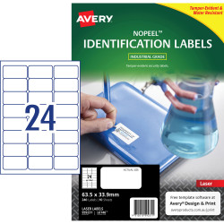 Avery NoPeel Laser Labels White L6146 63.5x33.9mm 24UP 240 Labels 10 Sheets