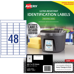 Avery Ultra-Resistant Chemical Grade Laser Labels L7911 45.7x 21.2mm White Pack of 10 (480)