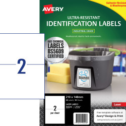 Avery Ultra-Resistant Chemical Grade Laser Labels WhiteL7916 210x148mm 2UP 20 Labels