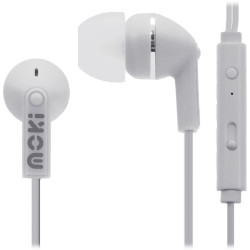 Moki Noise Isolation Earphones With Mic and Controller White