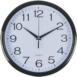 Italplast Wall Clock 43cm Round With Large Numbers Black Frame White Face