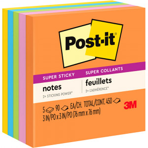 Post-It 654-5SSUC Super Sticky Notes 76mmx76mm Energy Boost Pack of 5