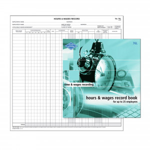 Zions 76L Hours & Wages Book Up To 25 Employees 270x265mm