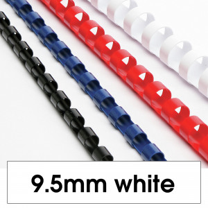 Rexel Plastic Binding Comb 9.5mm 65 Sheet Capacity White Pack of 100